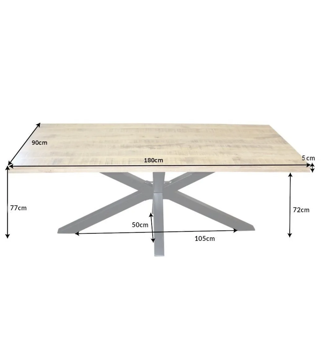 Stół SPIDER Galaxy 180 cm drewno Mango na nogach pająk krzyżak*Invicta Interior Clearance