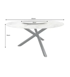 Stół SPIN 150 cm ceramiczny marmur biały z obrotowym wynajmowanym blatem*Invicta Interior - przedsprzedaż Online