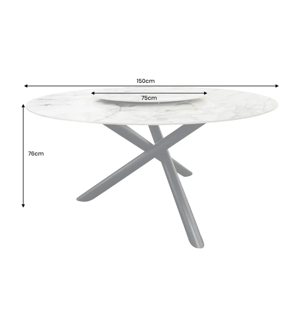 Stół SPIN 150 cm ceramiczny marmur biały z obrotowym wynajmowanym blatem*Invicta Interior - przedsprzedaż Online