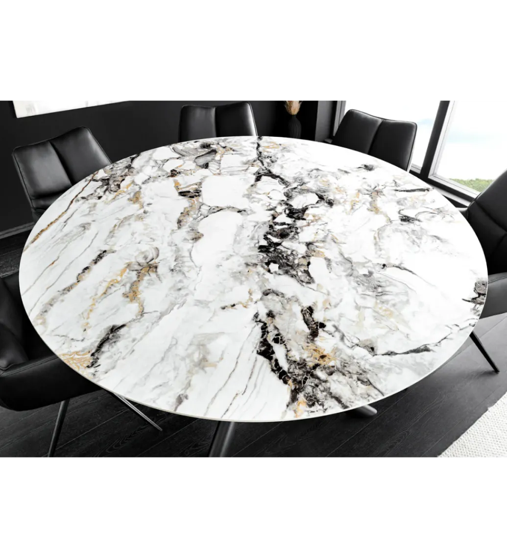 Stół SPIN 150 cm ceramiczny marmur biały z obrotowym wynajmowanym blatem*Invicta Interior - przedsprzedaż Online