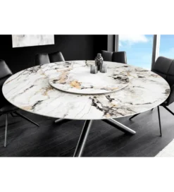 Stół SPIN 150 cm ceramiczny marmur biały z obrotowym wynajmowanym blatem*Invicta Interior - przedsprzedaż Online