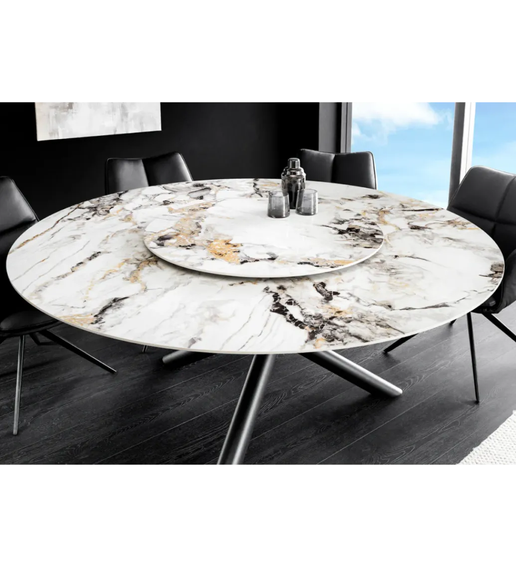 Stół SPIN 150 cm ceramiczny marmur biały z obrotowym wynajmowanym blatem*Invicta Interior - przedsprzedaż Online