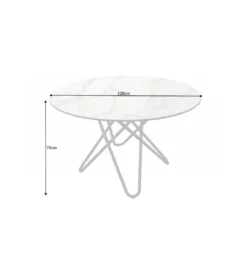 Stół TARANTO 120 cm ceramika w optyce białego marmuru*Invicta Interior Hot