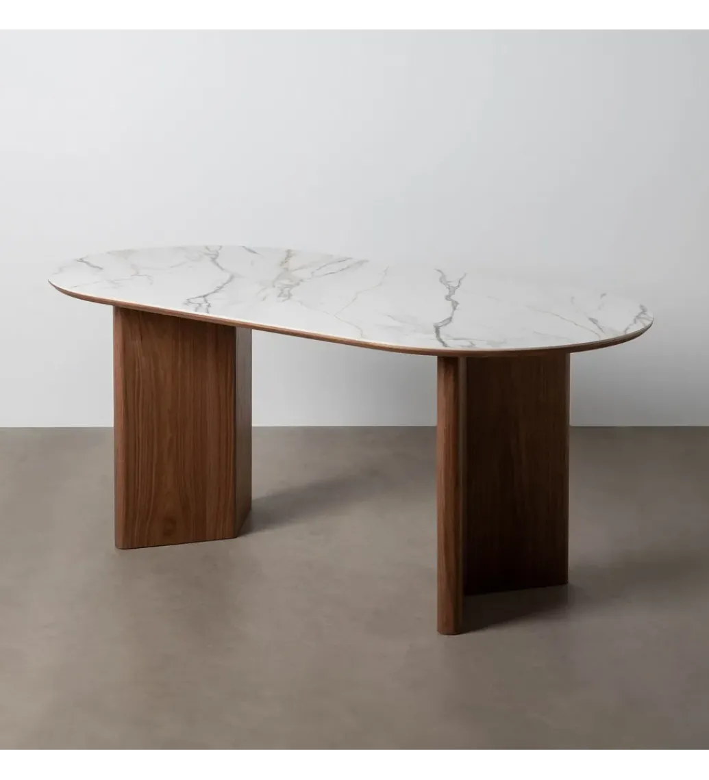 Stół TRANKY 180 x 90 cm ciemno brązowy blat ceramika*Zona-Design Sale