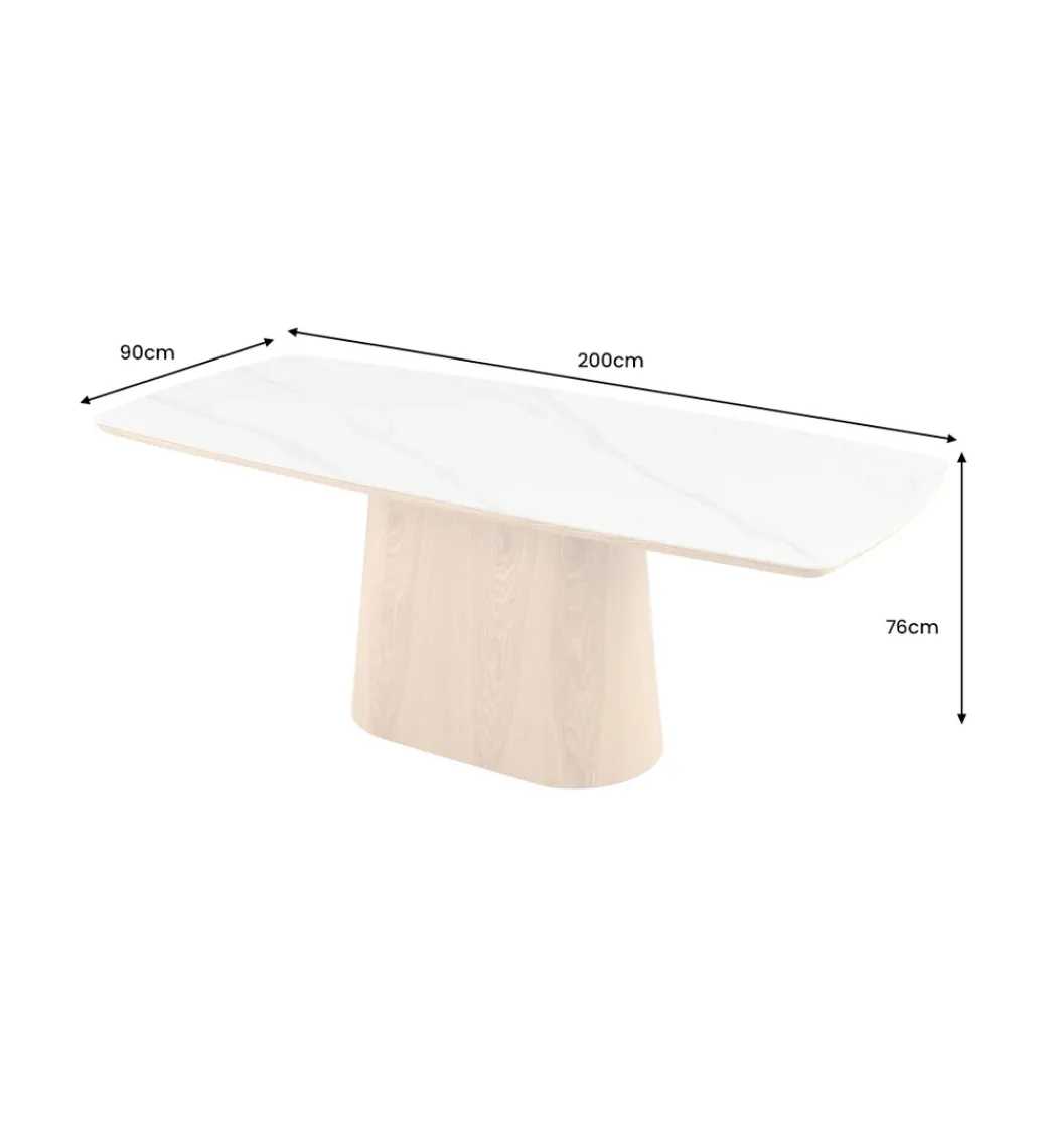Stół UNIQUE 200 cm drewno dębowe biały ceramiczny blat*Invicta Interior Clearance