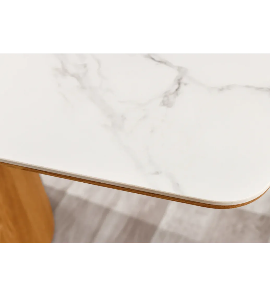 Stół UNIQUE 200 cm drewno dębowe biały ceramiczny blat*Invicta Interior Clearance