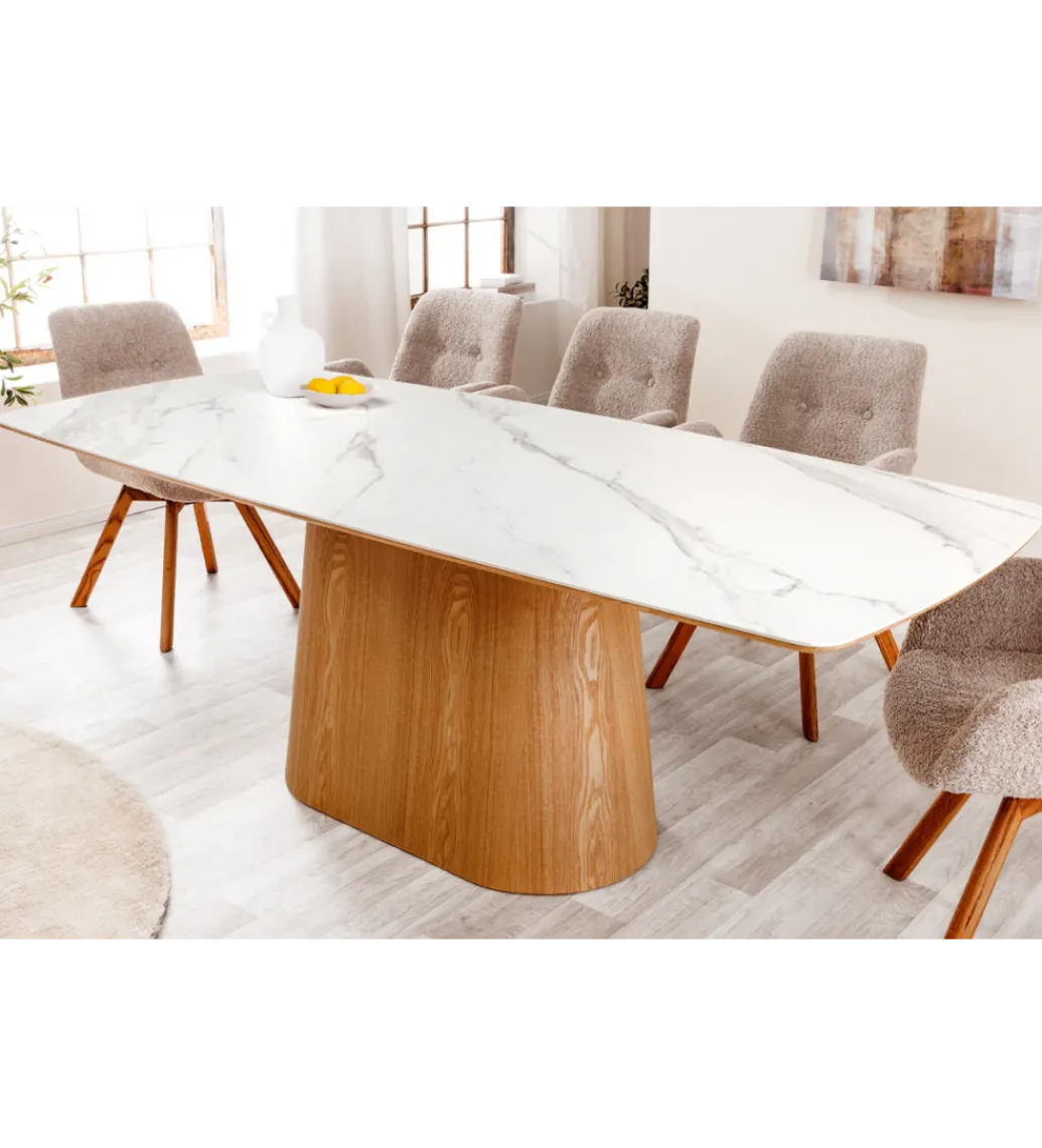 Stół UNIQUE 200 cm drewno dębowe biały ceramiczny blat*Invicta Interior Clearance
