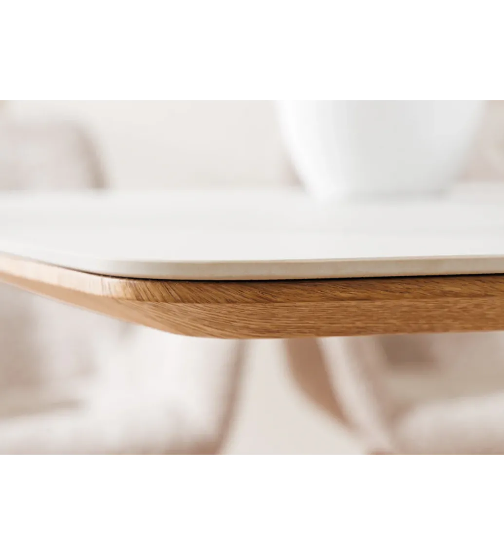 Stół UNIQUE 200 cm drewno dębowe biały ceramiczny blat*Invicta Interior Clearance