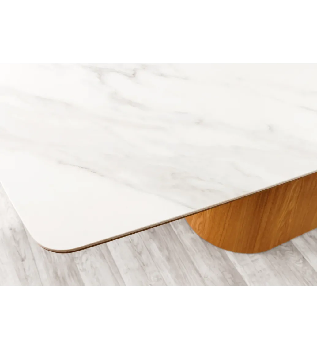 Stół UNIQUE 200 cm drewno dębowe biały ceramiczny blat*Invicta Interior Clearance