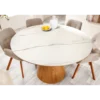 Stół UNIQUE 120 cm drewno dębowe blat ceramika w optyce białego marmuru*Invicta Interior Sale