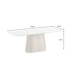 Stół UNIQUE 200 cm drewno orzechowe blat ceramika w optyce białego marmuru*Invicta Interior Online