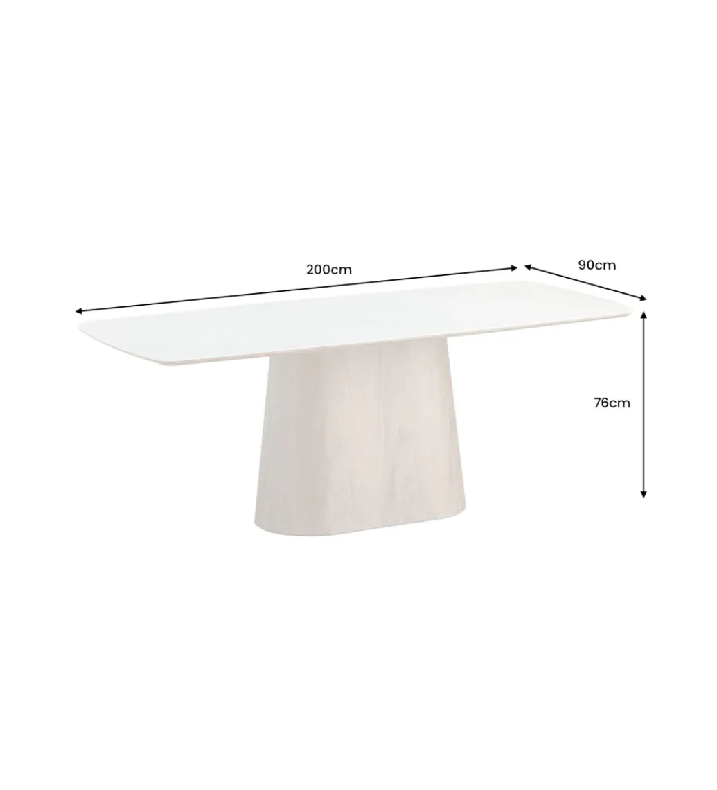 Stół UNIQUE 200 cm drewno orzechowe blat ceramika w optyce białego marmuru*Invicta Interior Online