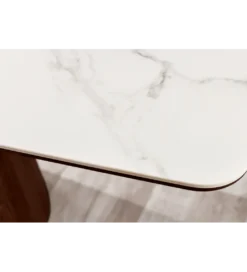 Stół UNIQUE 200 cm drewno orzechowe blat ceramika w optyce białego marmuru*Invicta Interior Online