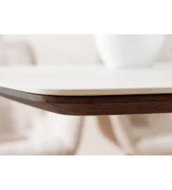 Stół UNIQUE 200 cm drewno orzechowe blat ceramika w optyce białego marmuru*Invicta Interior Online
