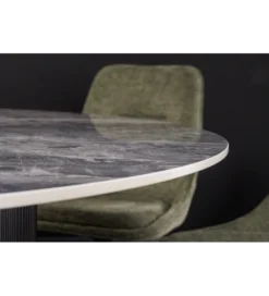 Stół UNIQUE 120 cm okrągły ceramiczny blat efekt czarny marmur*Invicta Interior Best
