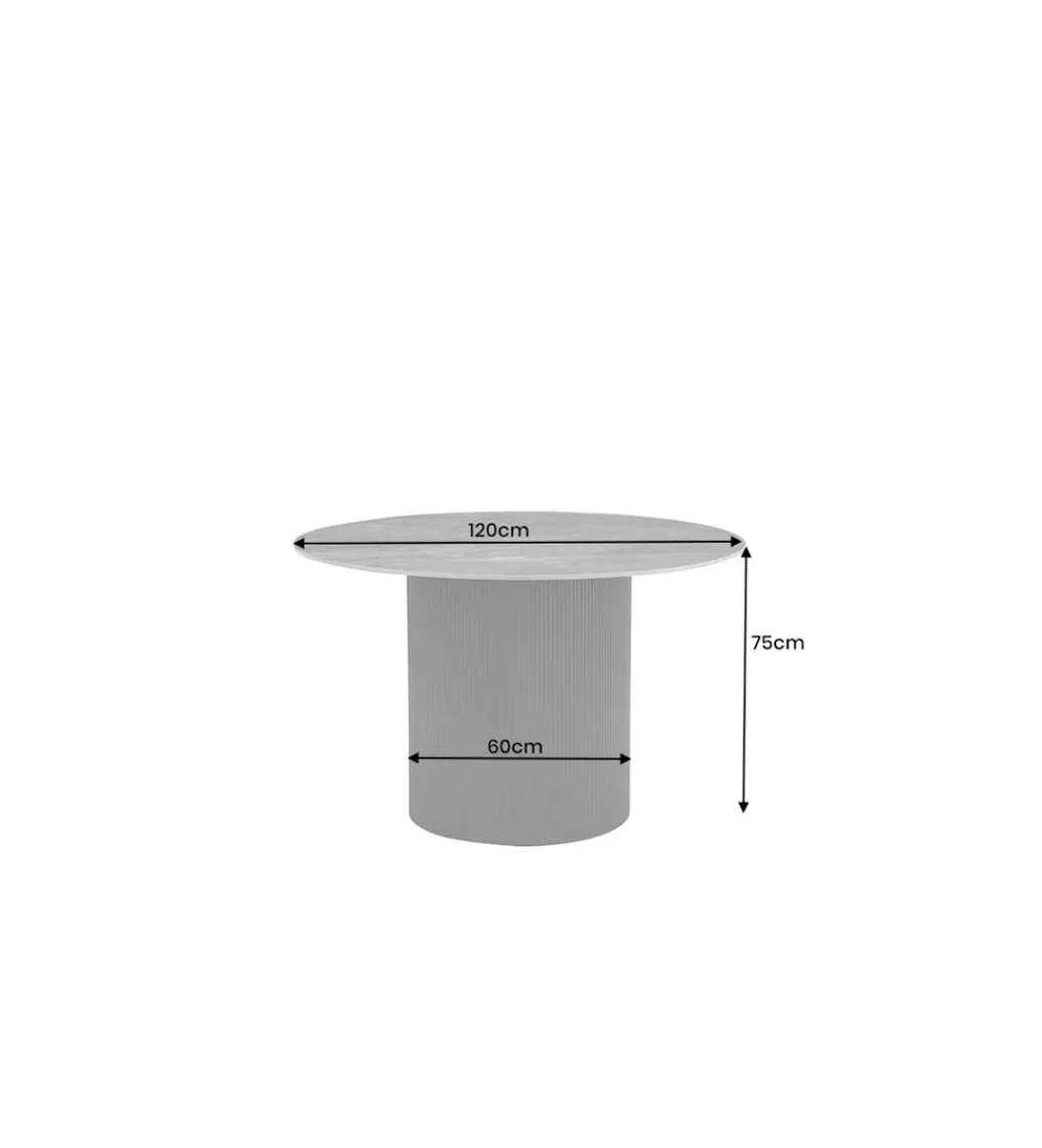 Stół UNIQUE 120 cm okrągły ceramiczny blat efekt czarny marmur*Invicta Interior Best