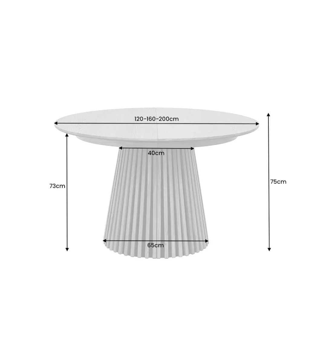Stół VALHALLA WOOD okrągły 120-160-200cm rozkładany dąb ciemny*Invicta Interior