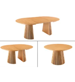 Stół VALHALLA WOOD okrągły 120-160-200cm rozkładany dąb naturalny*Invicta Interior Discount
