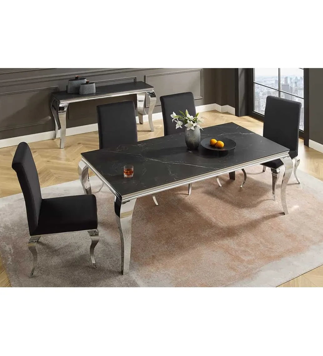 Stół VENETO Modern Barock 180 cm w optyce czarnego marmuru*Invicta Interior New