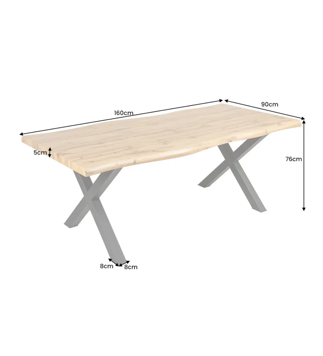 Stół WILD 160 cm nogi X wygląd naturalnego dębu*Invicta Interior Sale