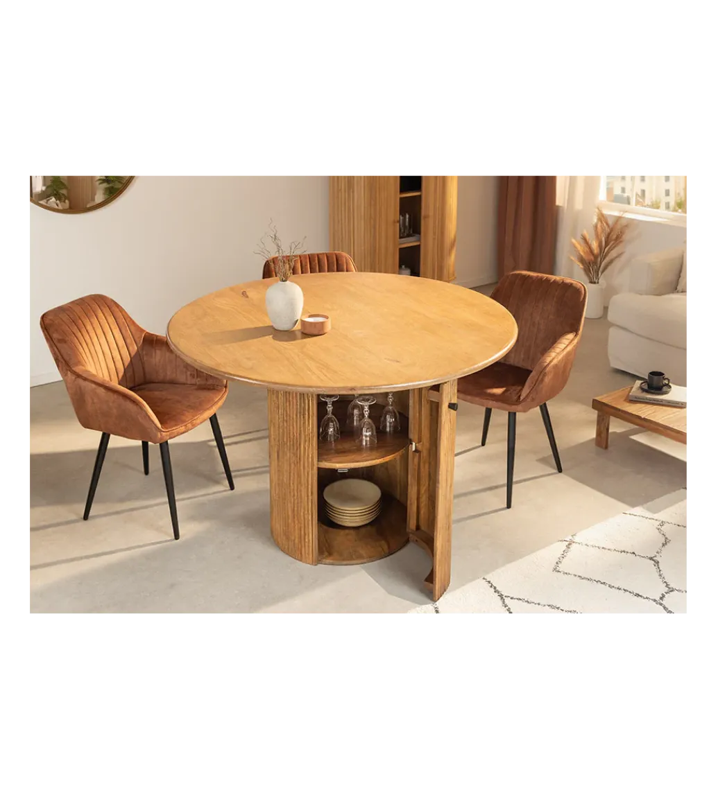 Stół z szafką TRES CHIC 120 cm drewno mango brązowy*Invicta Interior New