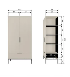 Szafa ADAM 200 cm drewno sosny dust*WOOOD Clearance