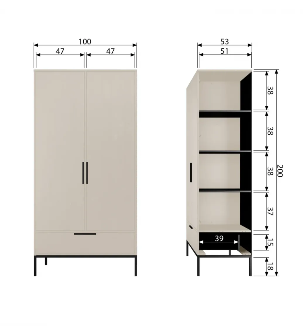 Szafa ADAM 200 cm drewno sosny dust*WOOOD Clearance