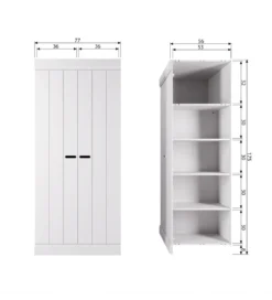 Szafa CONNECT 175 cm drewno sosny biała*WOOOD Best