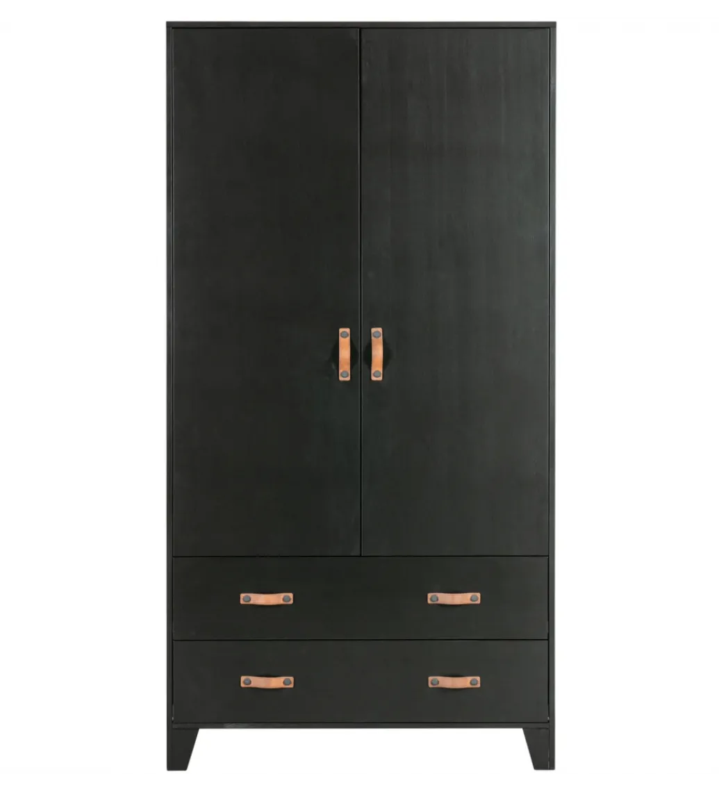 Szafa DIAN 180 cm drewno sosny czarna*WOOOD New