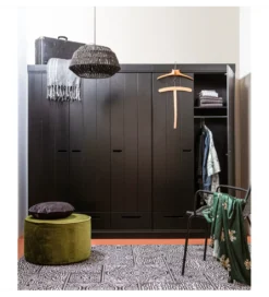 Szafa DRAWER 195 x 140 cm drewno sosna czarna*WOOOD Discount