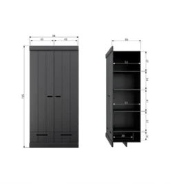 Szafa DRAWER 195 x 94 cm drewno sosna czarna*WOOOD Hot