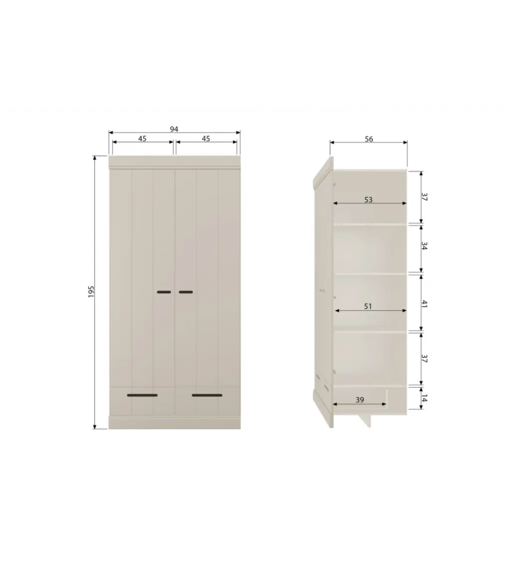 Szafa DRAWER 195 x 94 cm drewno sosna dust*WOOOD Hot