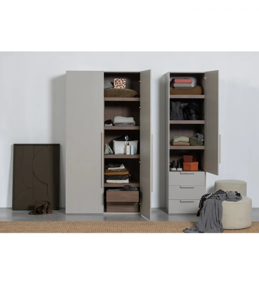 Szafa dwudrzwiowa RENS 110 cm dekor orzechowy szara*WOOOD Clearance