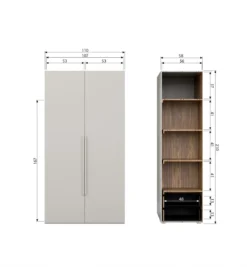 Szafa dwudrzwiowa RENS 110 cm dekor orzechowy szara*WOOOD Clearance