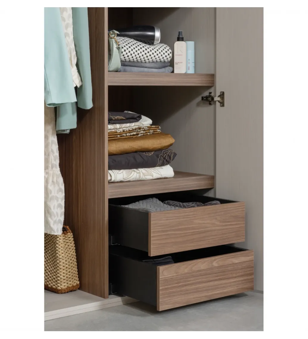 Szafa dwudrzwiowa RENS 110 cm dekor orzechowy szara*WOOOD Clearance