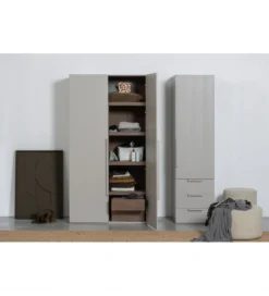 Szafa dwudrzwiowa RENS 110 cm dekor orzechowy szara*WOOOD Clearance