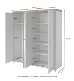 Szafa EVORA 200 cm zielona z dodatkiem koloru dąb Lefkas*Helvetia Discount