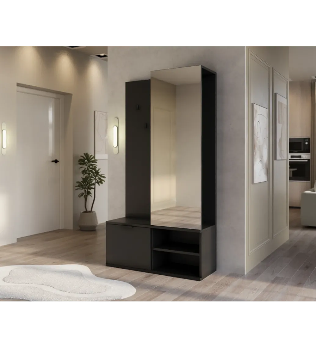 Szafa OTURRA 189 cm z lustrem czarna*ELTAP Discount
