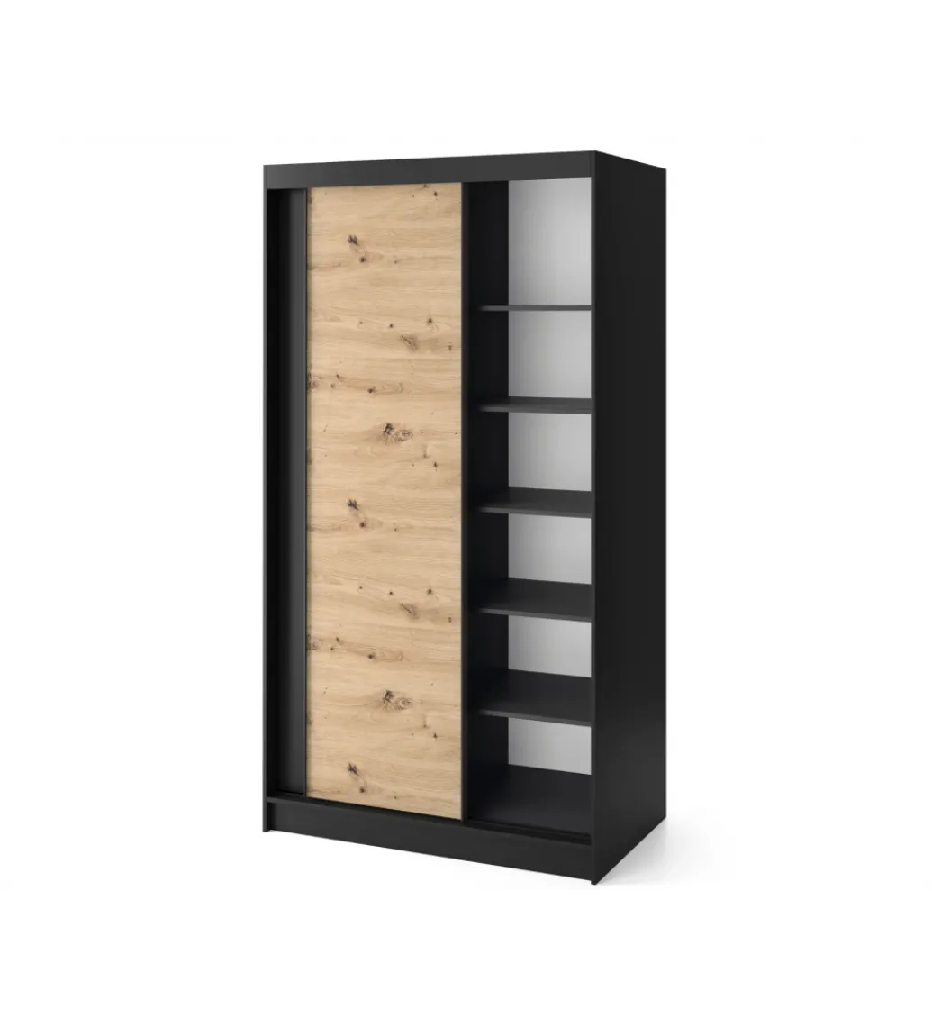 Szafa przesuwna Esville II 120 cm w optyce Dąb artisan/Czarny mat*ELTAP Sale