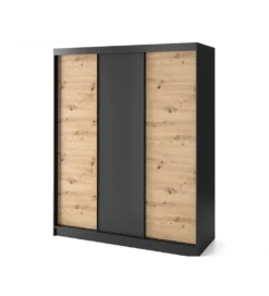 Szafa przesuwna Esville III 180 cm w optyce Dąb artisan/Czarny mat*ELTAP Discount