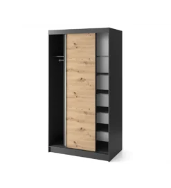Szafa przesuwna  II 120 cm z lustrem w optyce Dąb artisan/Czarny mat*ELTAP Hot