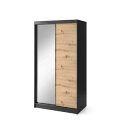 Szafa przesuwna II 120 cm z lustrem w optyce Dąb artisan/Czarny mat*ELTAP Hot