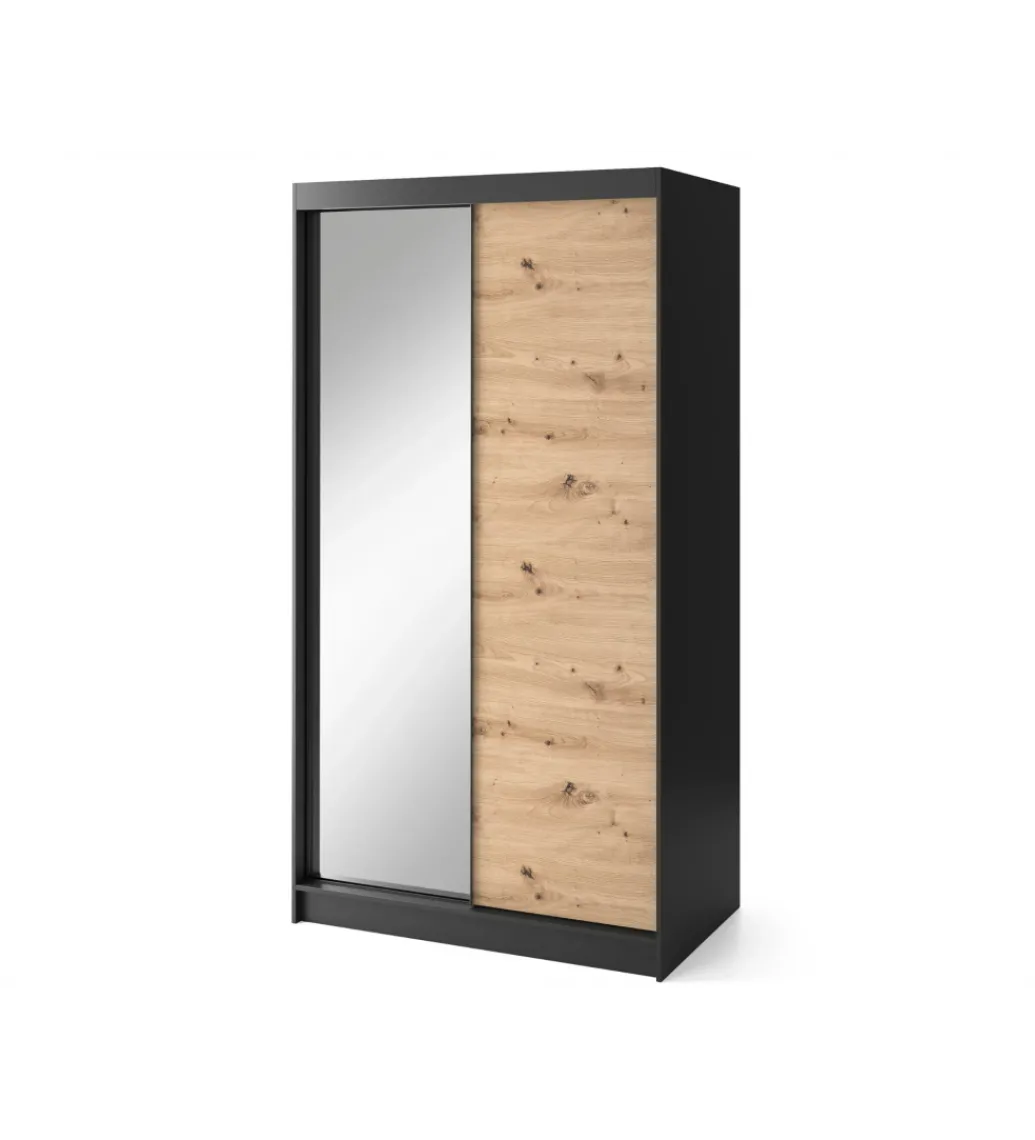 Szafa przesuwna II 120 cm z lustrem w optyce Dąb artisan/Czarny mat*ELTAP Hot