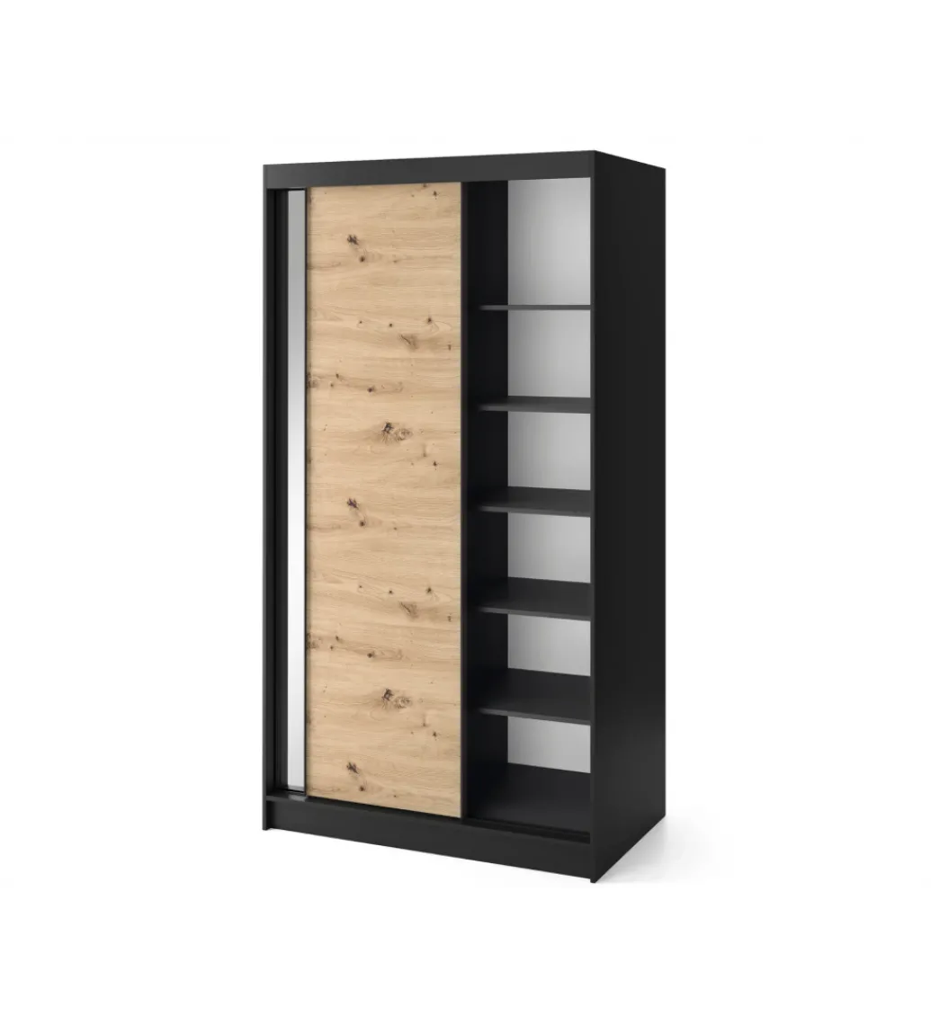 Szafa przesuwna II 120 cm z lustrem w optyce Dąb artisan/Czarny mat*ELTAP Hot