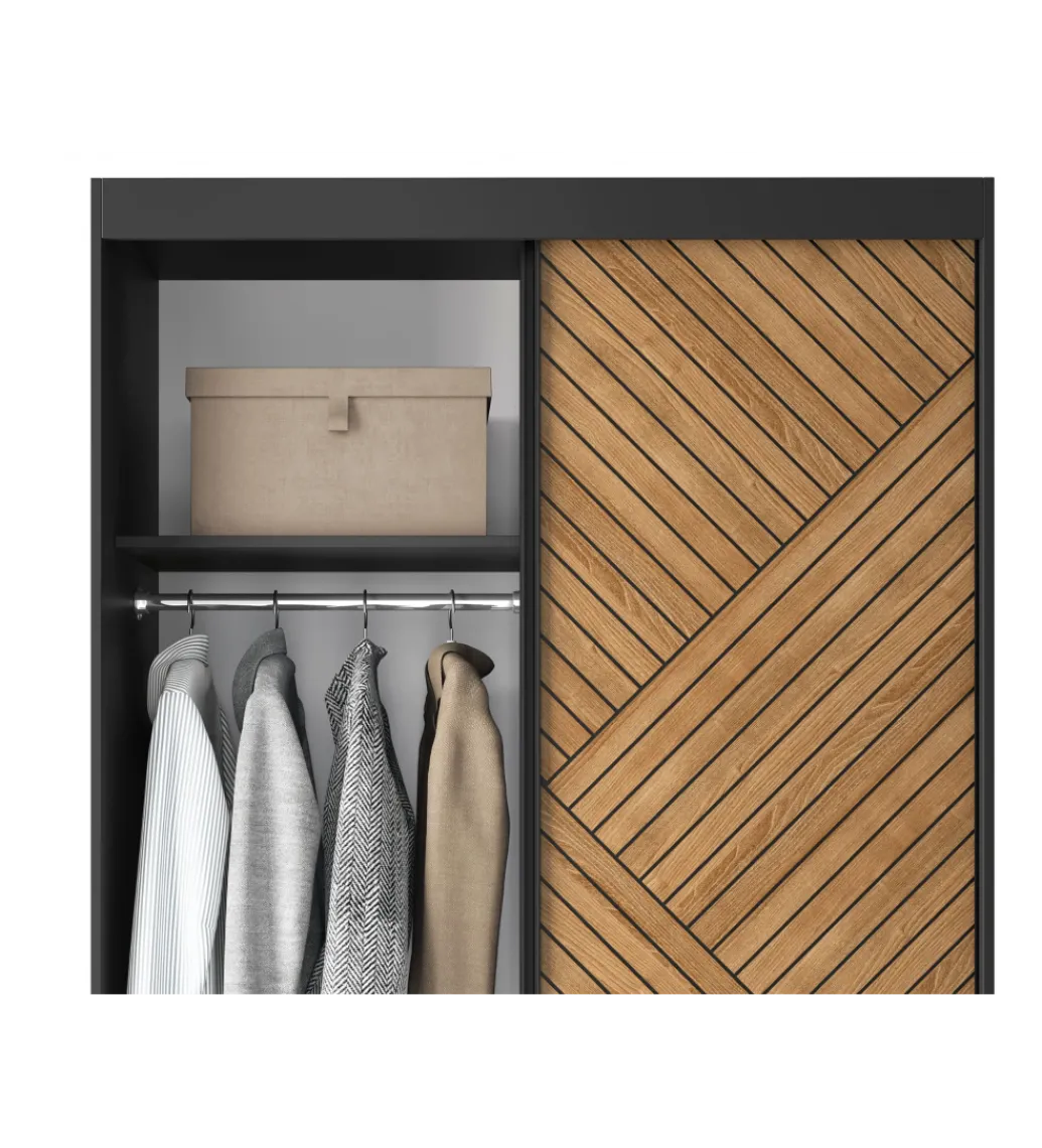Szafa przesuwna Marrphy II 120 cm czarny/dąb caramel*ELTAP Clearance