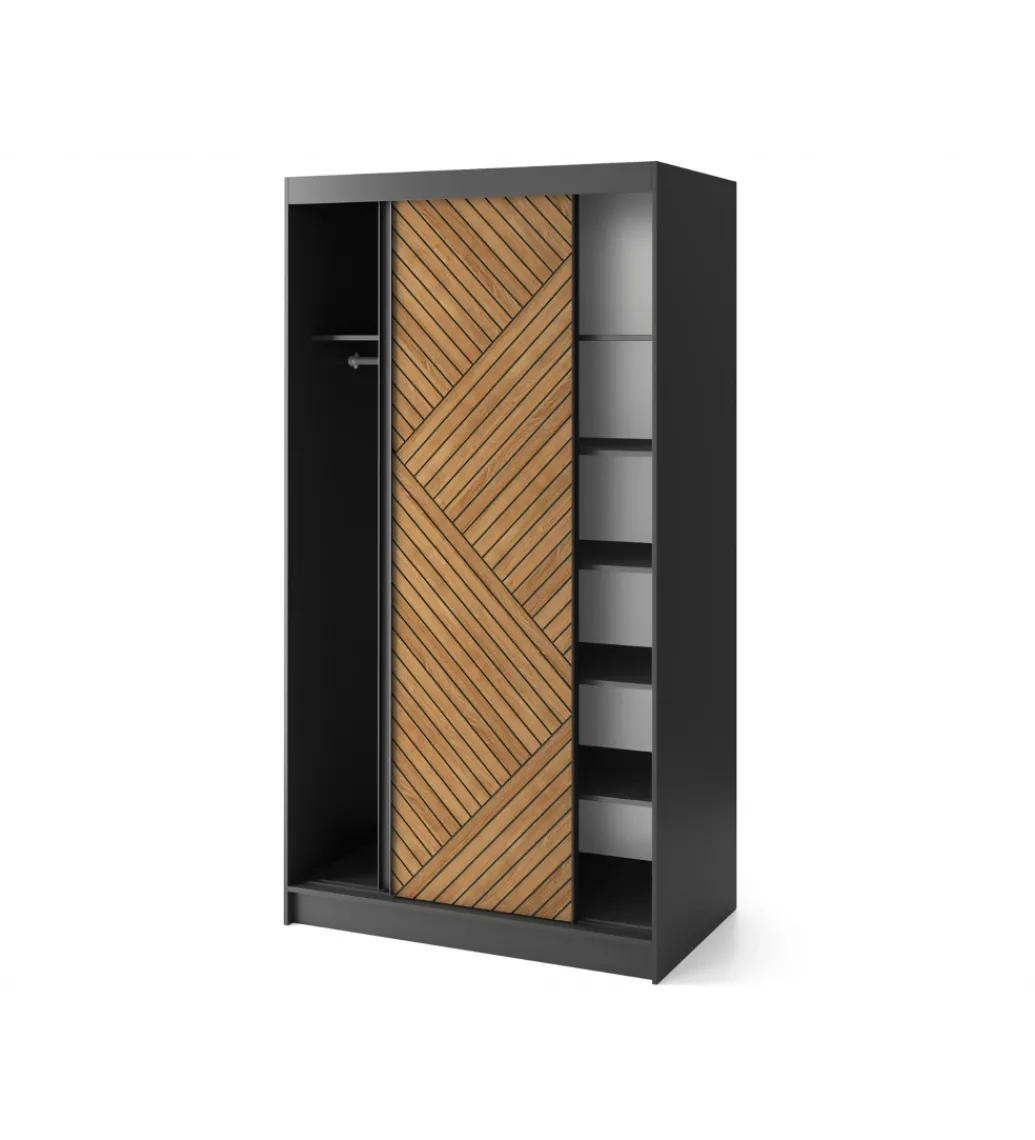 Szafa przesuwna Marrphy II 120 cm czarny/dąb caramel*ELTAP Clearance