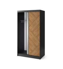 Szafa przesuwna Marrphy II 120 cm z lustrem czarny/dąb caramel*ELTAP Sale