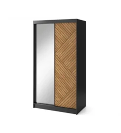Szafa przesuwna Marrphy II 120 cm z lustrem czarny/dąb caramel*ELTAP Sale