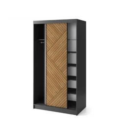 Szafa przesuwna Marrphy II 120 cm z lustrem czarny/dąb caramel*ELTAP Sale