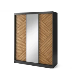 Szafa przesuwna Marrphy III z lustrem 180 cm czarny/dąb caramel*ELTAP New